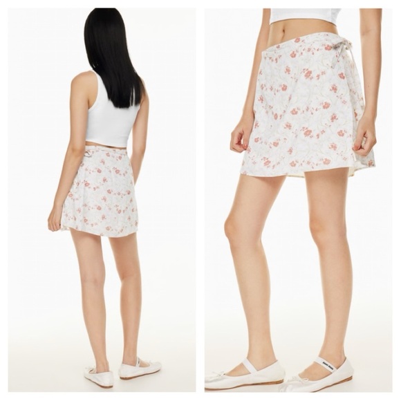 NWT Aritzia Sunday Best Dawson Floral White & Pink Wrap Mini Skirt Size S / P - Picture 2 of 8